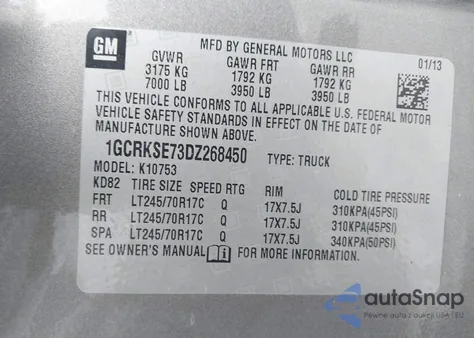 2013 Chevrolet Silverado 1500 Lt from USA, damaged, VIN 1GCRKSE73DZ268450